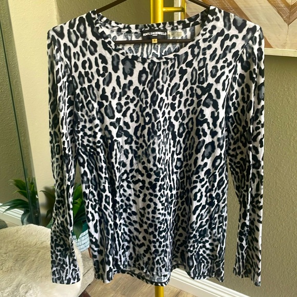 COPY - Karl lagerfeld animal print long sleeved top size medium - Picture 2 of 5